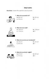 English worksheet: daily routines