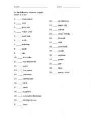 English Worksheet: A or An