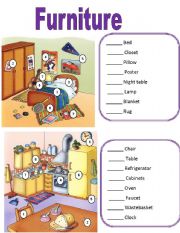 English Worksheet: Furniture / the house