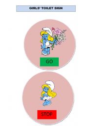 English Worksheet: smurfs toilet signs for girls and boys