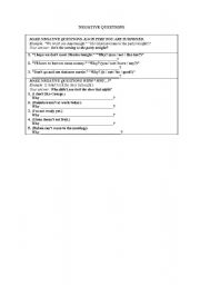 English worksheet: Negative questions