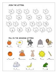 English Worksheet: Alphabet Practice  + some primary words