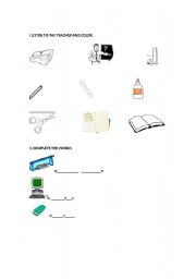 English Worksheet: color the objects