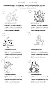 English Worksheet: special dates and celebrations