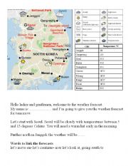 English Worksheet: Using WILL to make a weather forecast