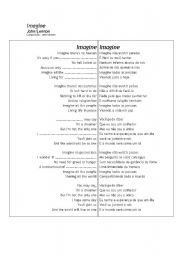 English worksheet: imagine