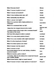 English Worksheet: MIllionaire Answer Sheet