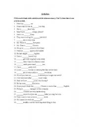 English worksheet: Article 