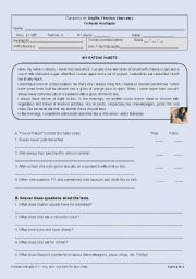 English Worksheet: Test on eating habits