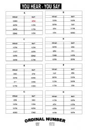 YOU HEAR - YOU SAY ORDINAL NUMBER GAME