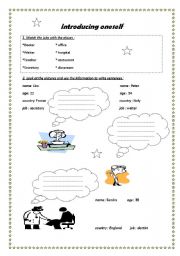 English Worksheet: introducing oneself