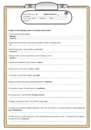 English Worksheet: Linking words - rephrasing