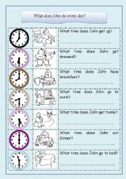 English Worksheet: daily routine