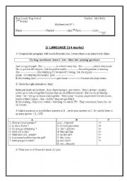 English Worksheet: 7th form, mid test