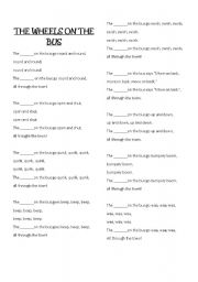 English Worksheet: THE WHEELS ON THE BUS 
