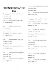 English worksheet: THE WHEELS ON THE BUS 