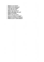 English worksheet: Questions to introduce someone