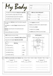 English Worksheet: My body 