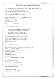 English Worksheet: Every teardrop is a waterfall - Cold Play