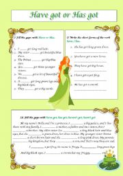 English Worksheet: Have or has got