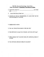 English Worksheet: Ted Bundy- Serial Killer
