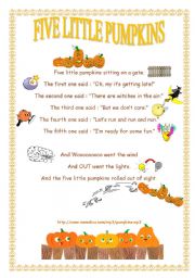 English Worksheet: Halloween poem