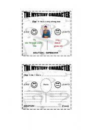 English Worksheet: mystery character game - can or cant