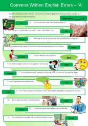 English Worksheet: Common Written English Errors 2 - A