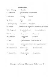 English Worksheet: Writing Error Key Sheet