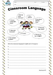 English Worksheet: Classroom language