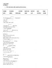 English worksheet: Listening comp exercise with the song 