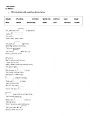 English worksheet: Listening comp exercise with the song 