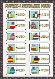 English Worksheet: Countries & Nationalities DOMINO