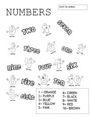 English Worksheet: match the numbers