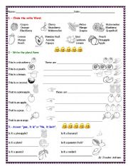 English Worksheet: Fruits