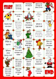 English Worksheet: Christmas Boardgame