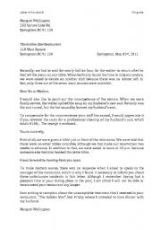 Letter of Complaint - Worksheet