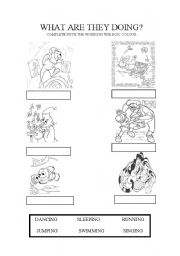 English Worksheet: What are they doing?