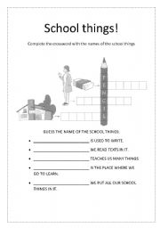 English worksheet: School things