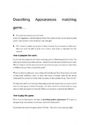 English Worksheet: Describing Appearances Matching Game