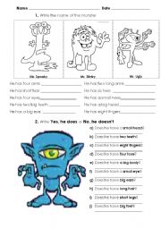 English Worksheet: Parts of the body