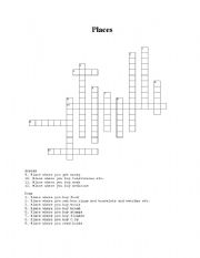 English worksheet: places crossword