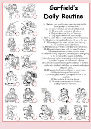 English Worksheet: Garfields Daily Routine