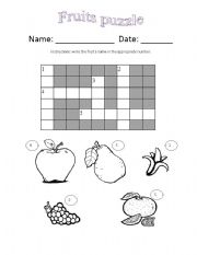 English Worksheet: fruits