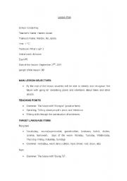 English Worksheet: lesson plan