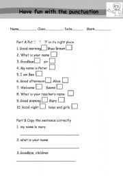 English Worksheet: have fun with the punctuation