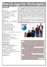 English Worksheet: MOVES LIKE JAGGER (Maroon5 feat. Christina Aguilera)- song