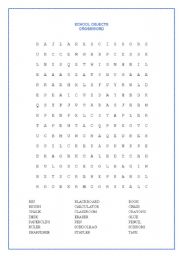 English Worksheet:  CROSSWORD (SCHOOL OBJECTS)
