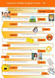 English Worksheet: Common Written English Errors 3 - B (with detailed ans key)