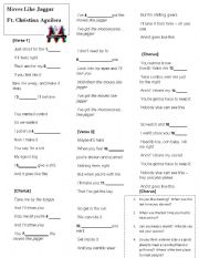 English Worksheet: Moves Like Jaggar - Maroon 5 Featuring Christina Aguilera